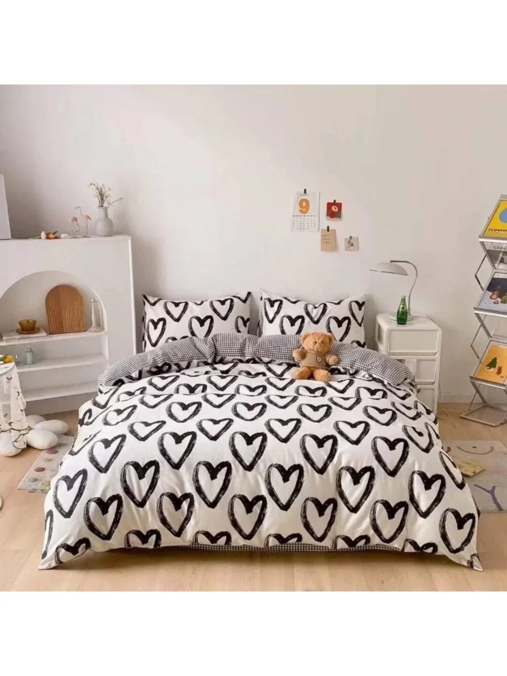 Romantic California King Comforter Set - Soft Heart Shaped Bedding, Aesthetic